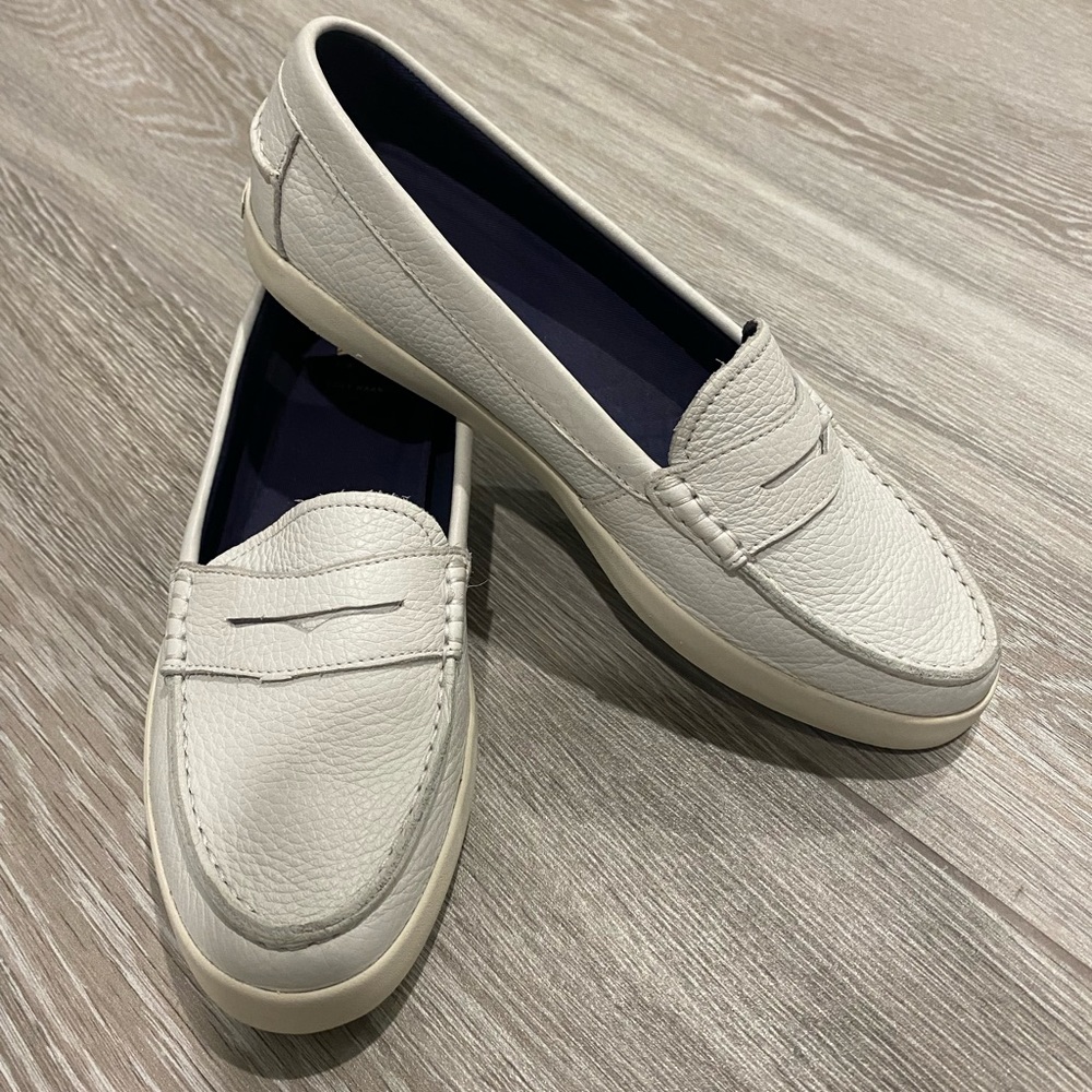 White Cole Haan Leather Boat Shoes